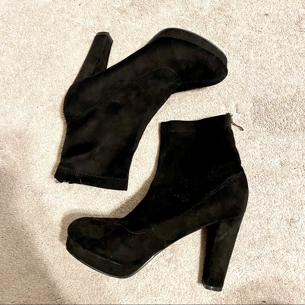 Catherine Malandrino Black Suede Zip Ankle Booties